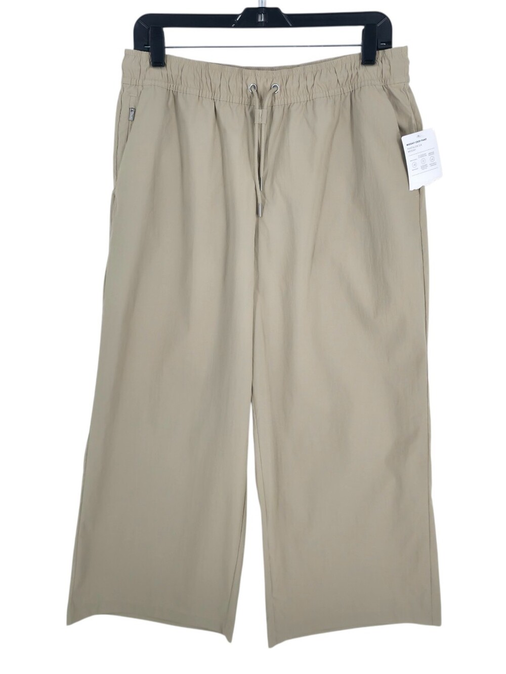 Athleta Midday Mid Rise Crop Poplin Pants Khaki Beige Size Medium - Picture 3 of 15